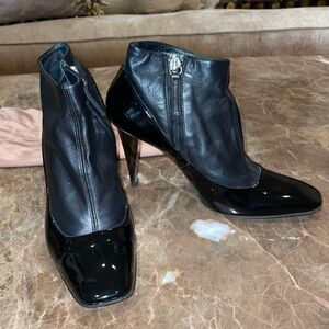 Giuseppe Zanotti Black Patent Leather Ankle Boots With Silver Heels